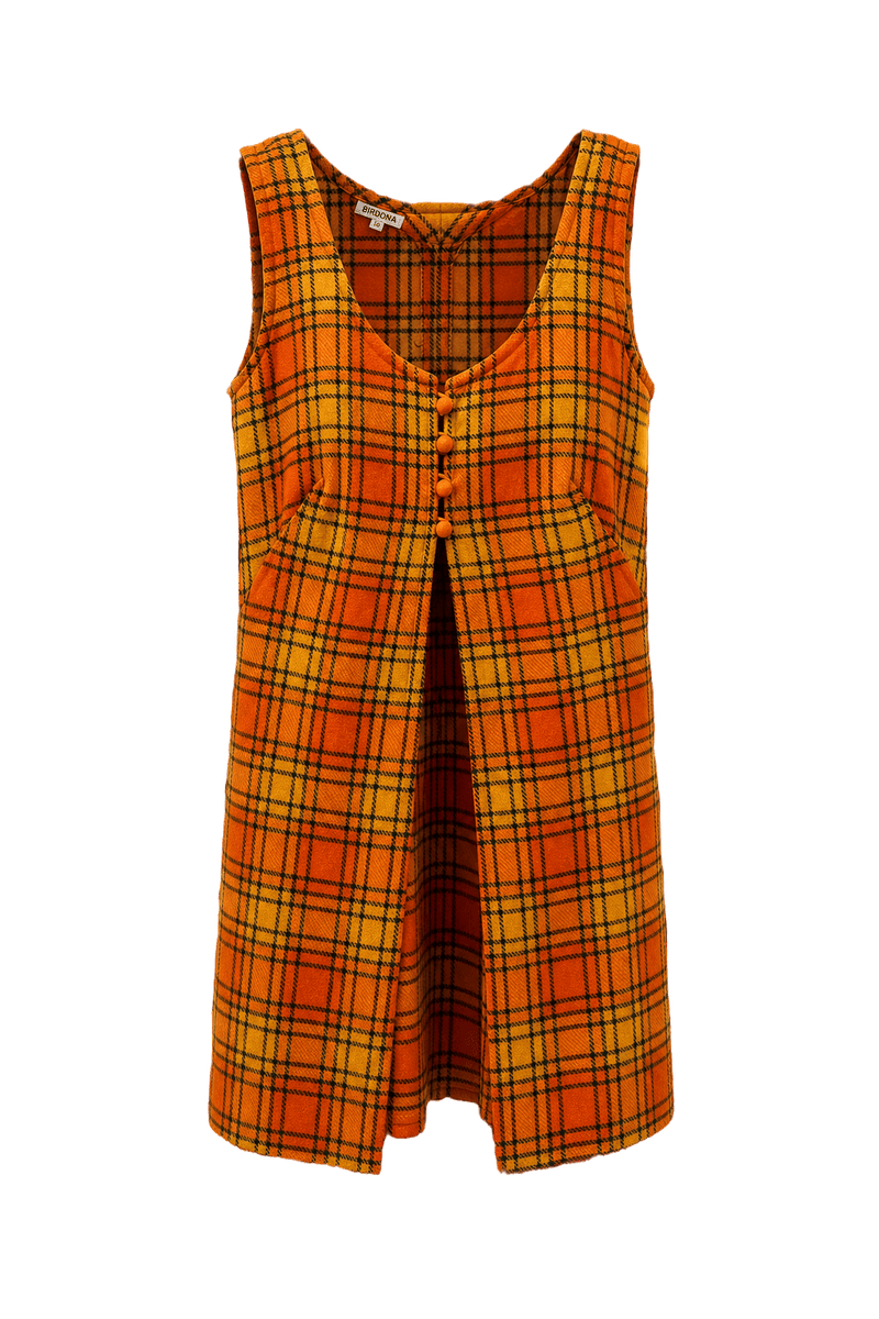 1960s Orange Wool Blend Shift Dress - Front View