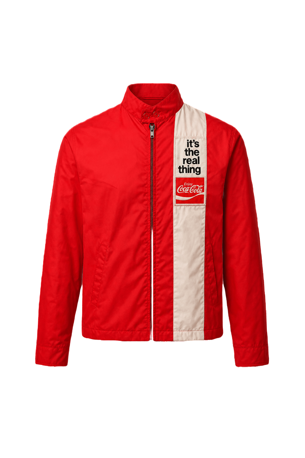1980s Red White Nylon Jacket - Front View