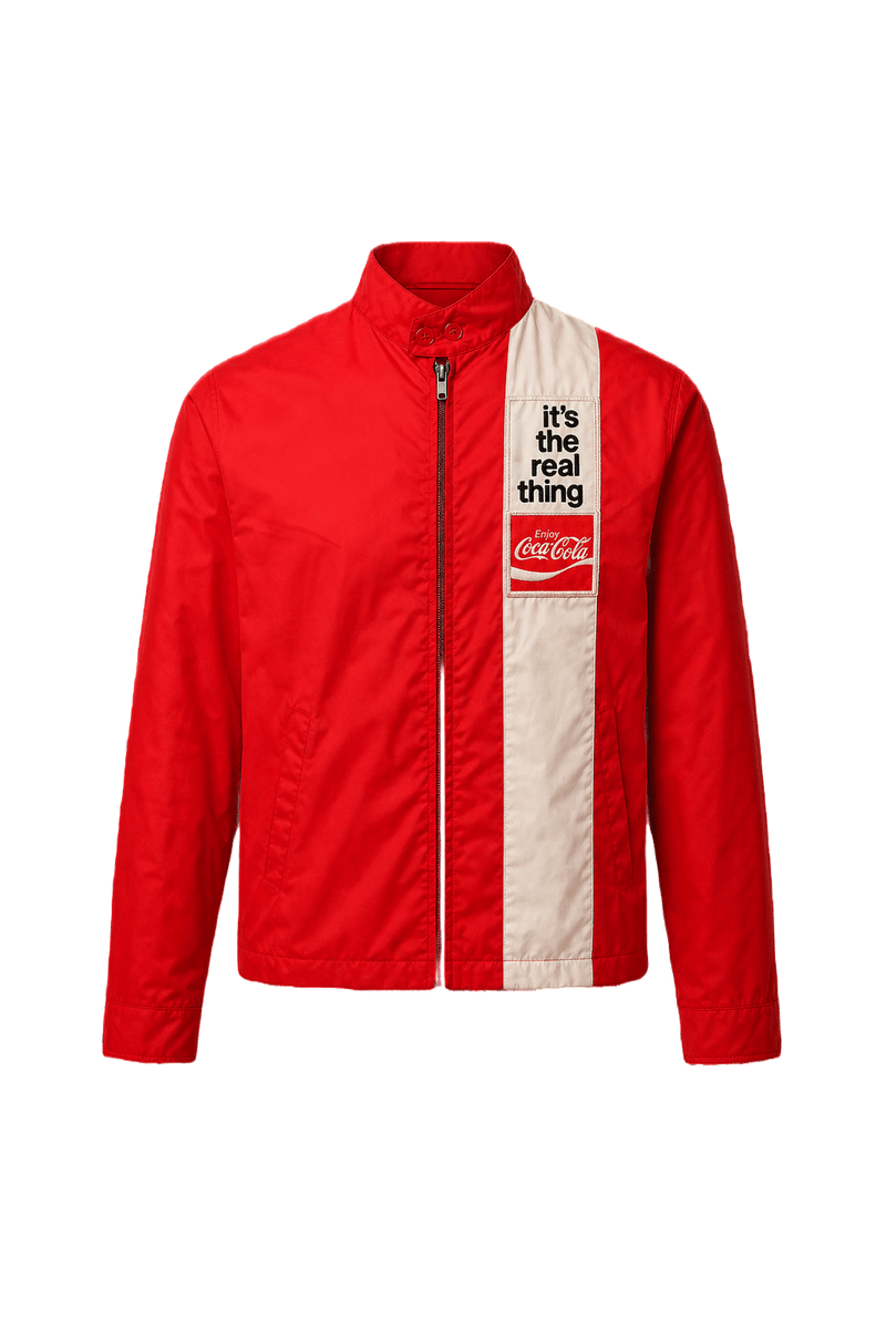 1980s Red White Nylon Jacket - Front View