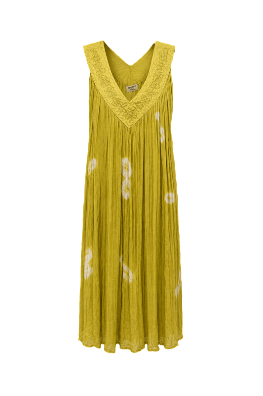 1990s Yellow Cotton Dress - Front View
