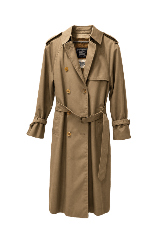 1980s Beige Cotton Trench Coat - Front View