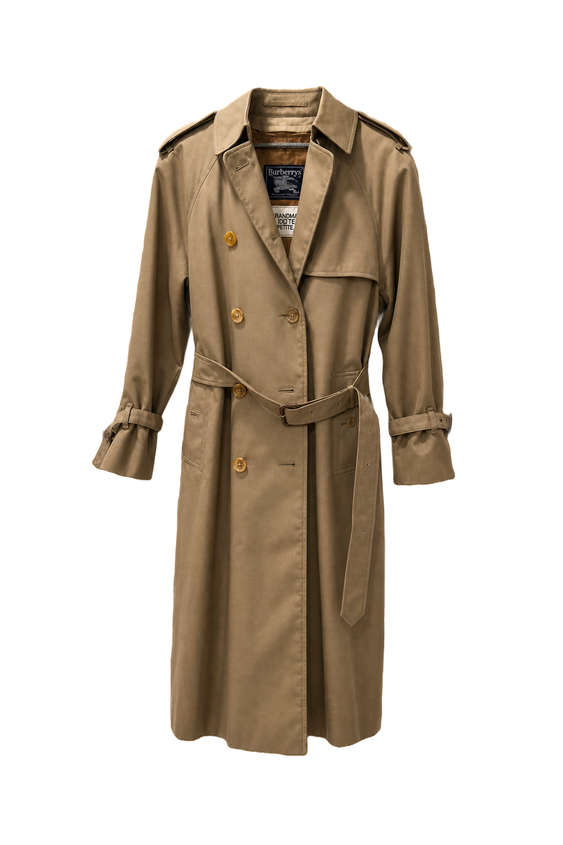 1980s Beige Cotton Trench Coat - Front View