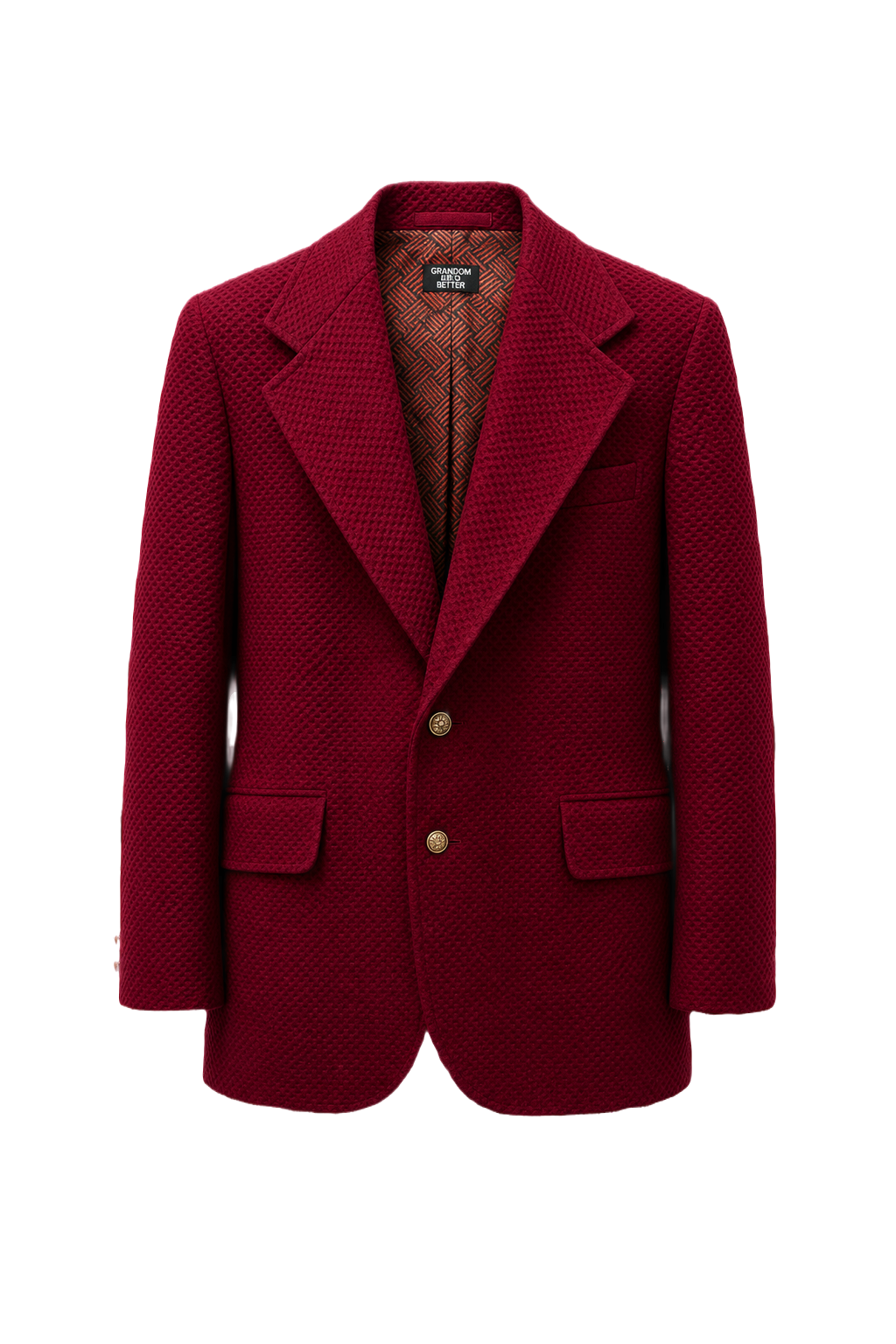 1980s Deep Red Wool Blend Blazer - Front View