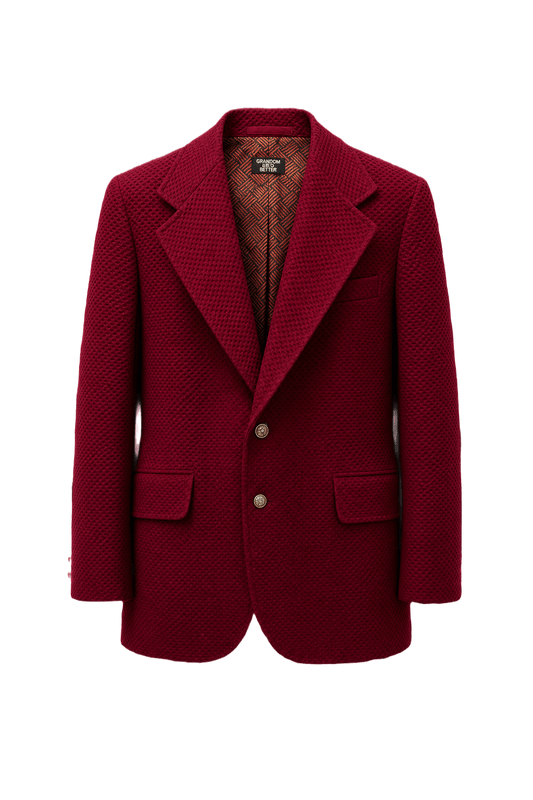 1980s Deep Red Wool Blend Blazer - Front View