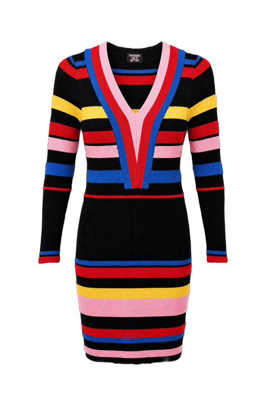 1970s Black Knit Dress - Front View
