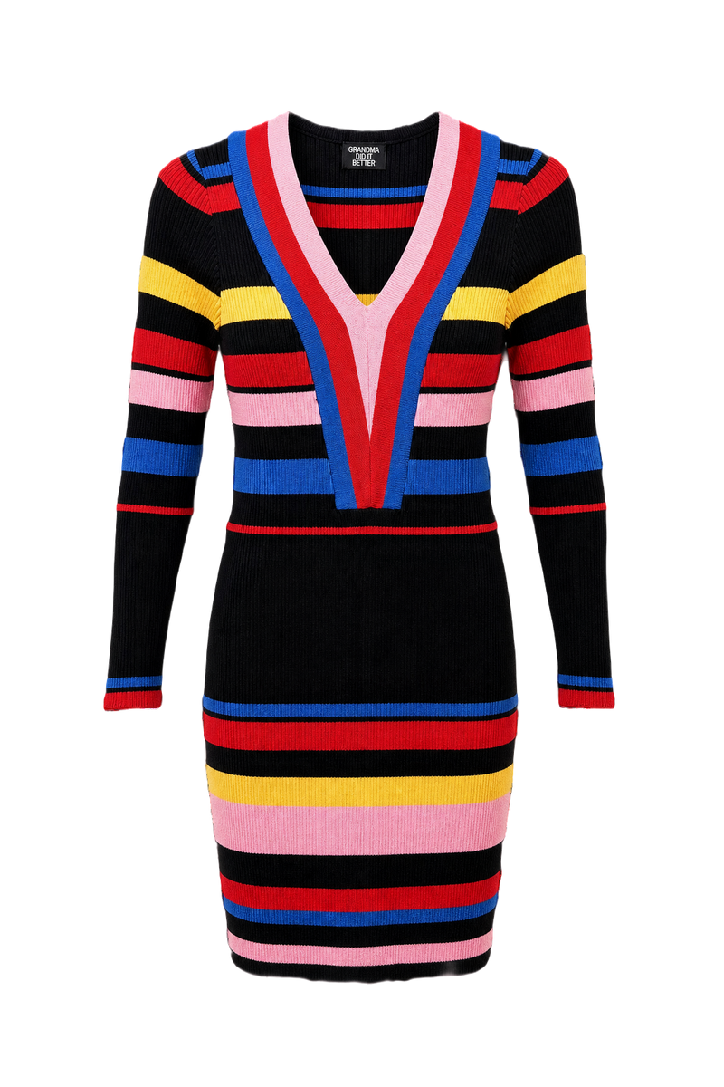 1970s Black Knit Dress - Front View