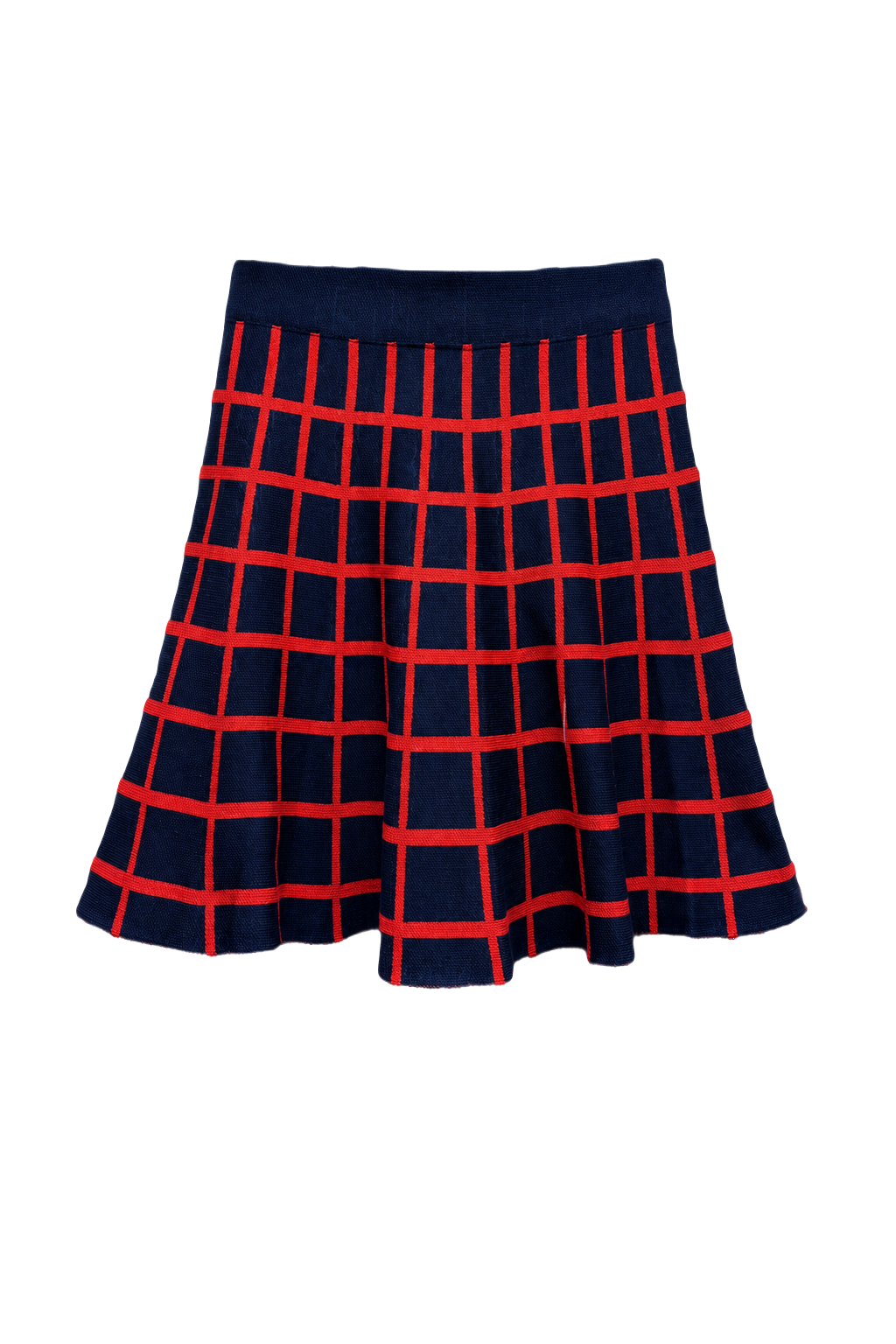 1990s Navy Blue Cotton Blend Skirt - Front View