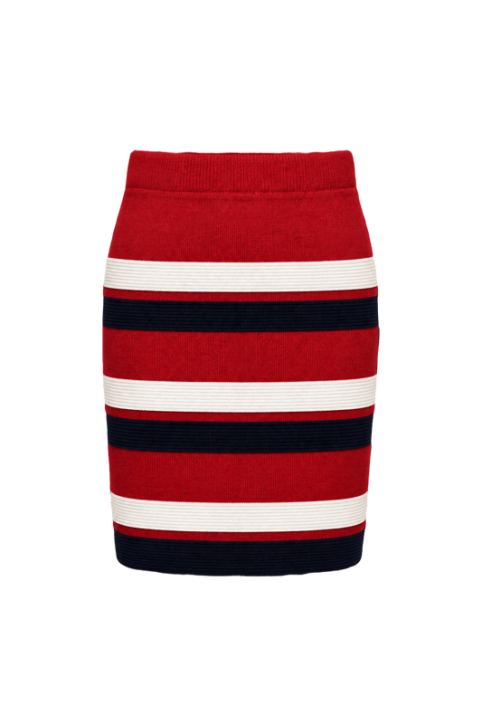 1990s Red Cotton Blend Skirt - Front View
