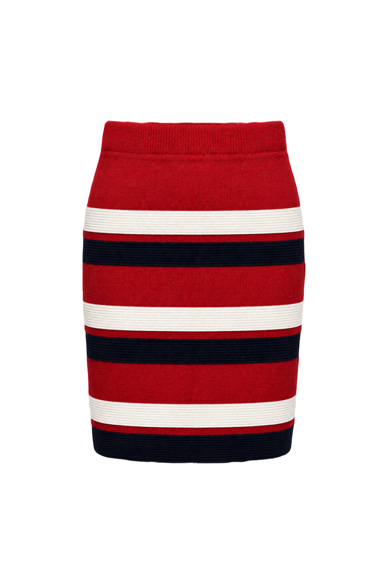 1990s Red Cotton Blend Skirt - Front View