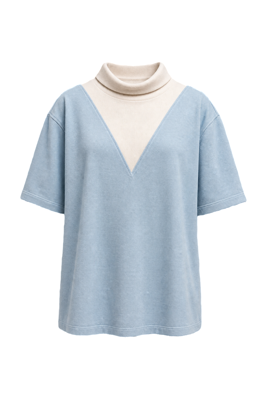 1970s Light Blue Cotton Blend Sweater - Front View