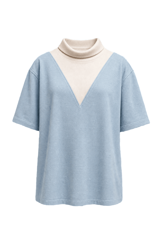 1970s Light Blue Cotton Blend Sweater - Front View