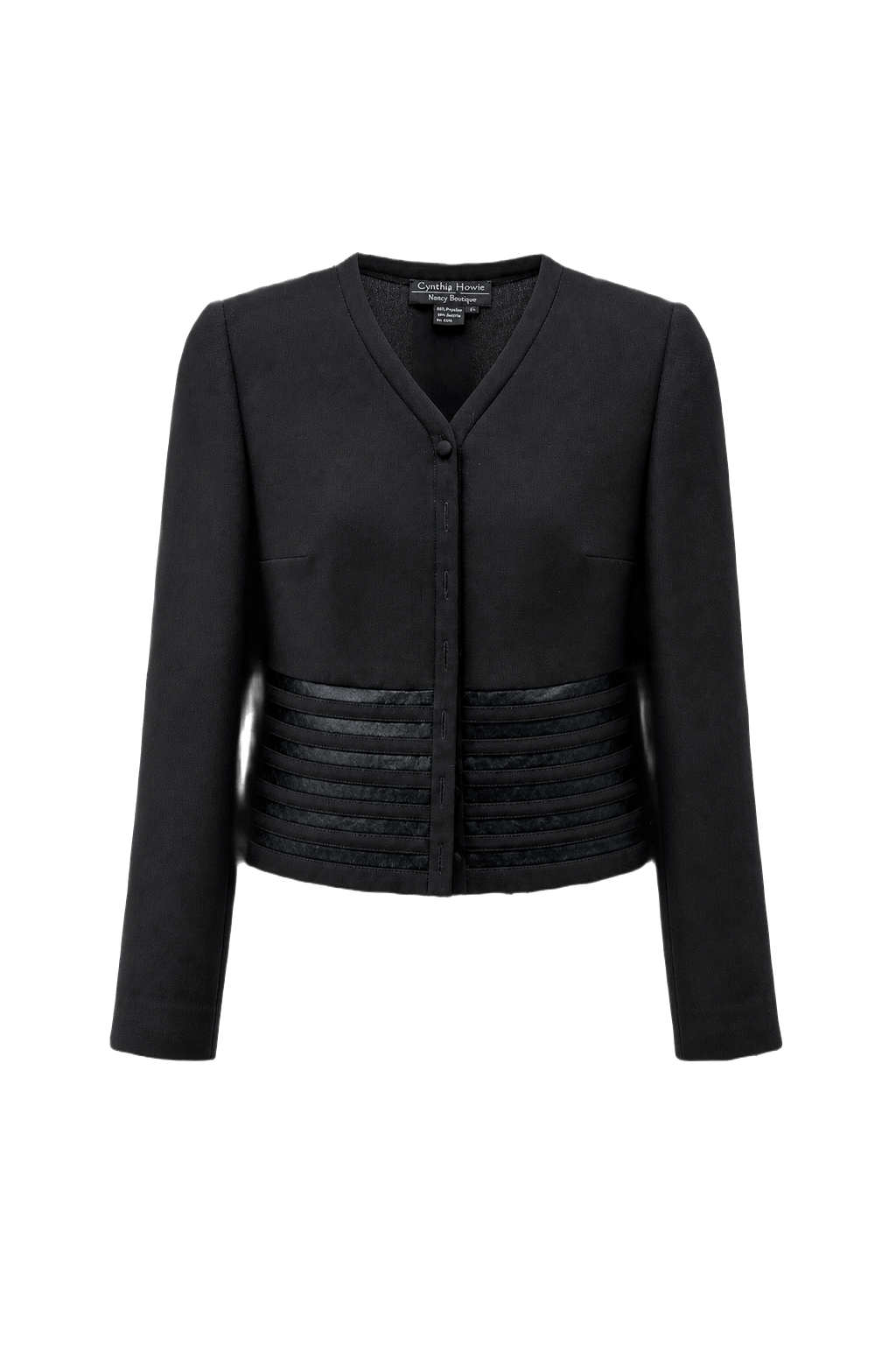 1980s Black Wool Blend Blazer - Front View