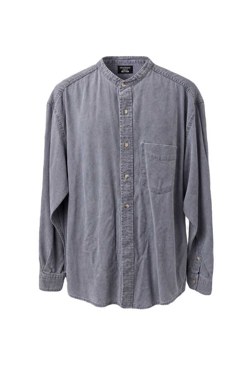 1990s Light Blue Cotton Denim Shirt - Front View