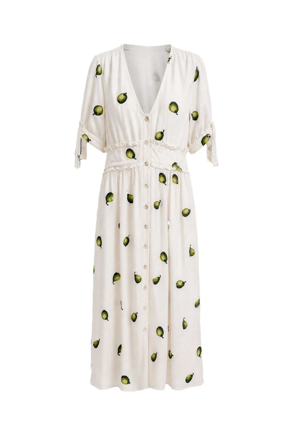 1970s White Cotton Blend Midi Dress - Front View