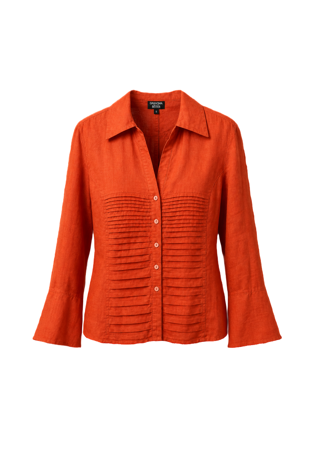 1990s Bright Orange Linen Blend Blouse - Front View