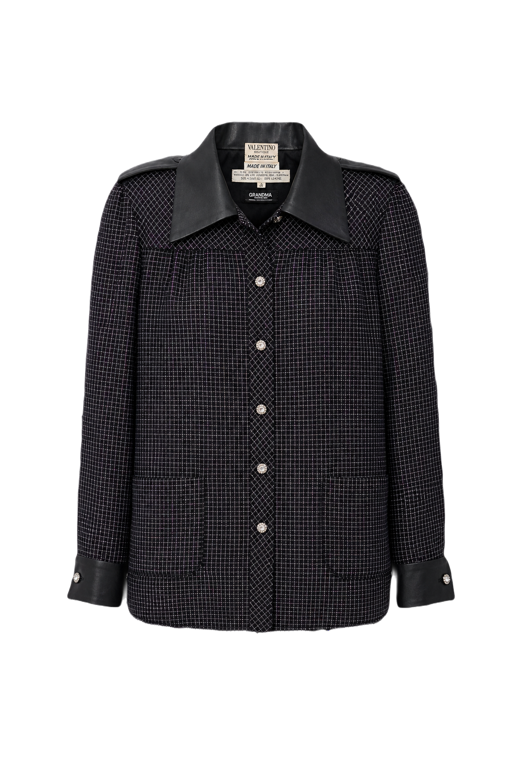 1980s Black Cotton Blend Blouse - Front View