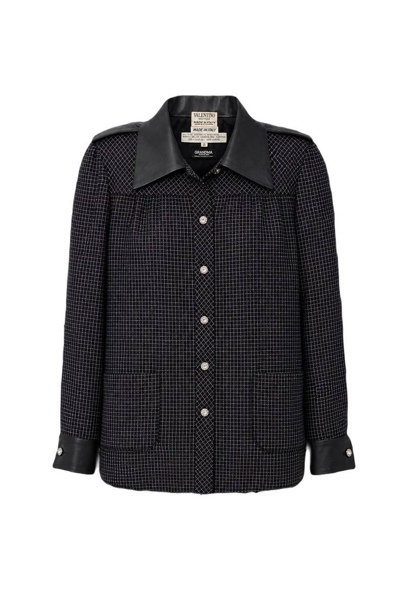 1980s Black Cotton Blend Blouse - Front View