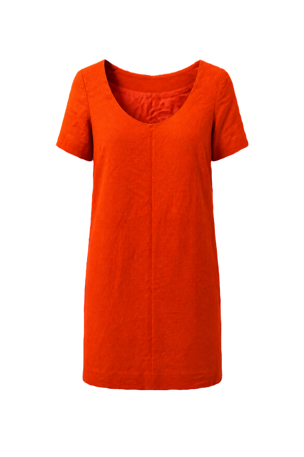 [1970s] Bright Orange Cotton Blend Shift Dress - Front View