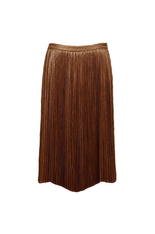 1970s Bronze Synthetic Blend Skirt - Front View