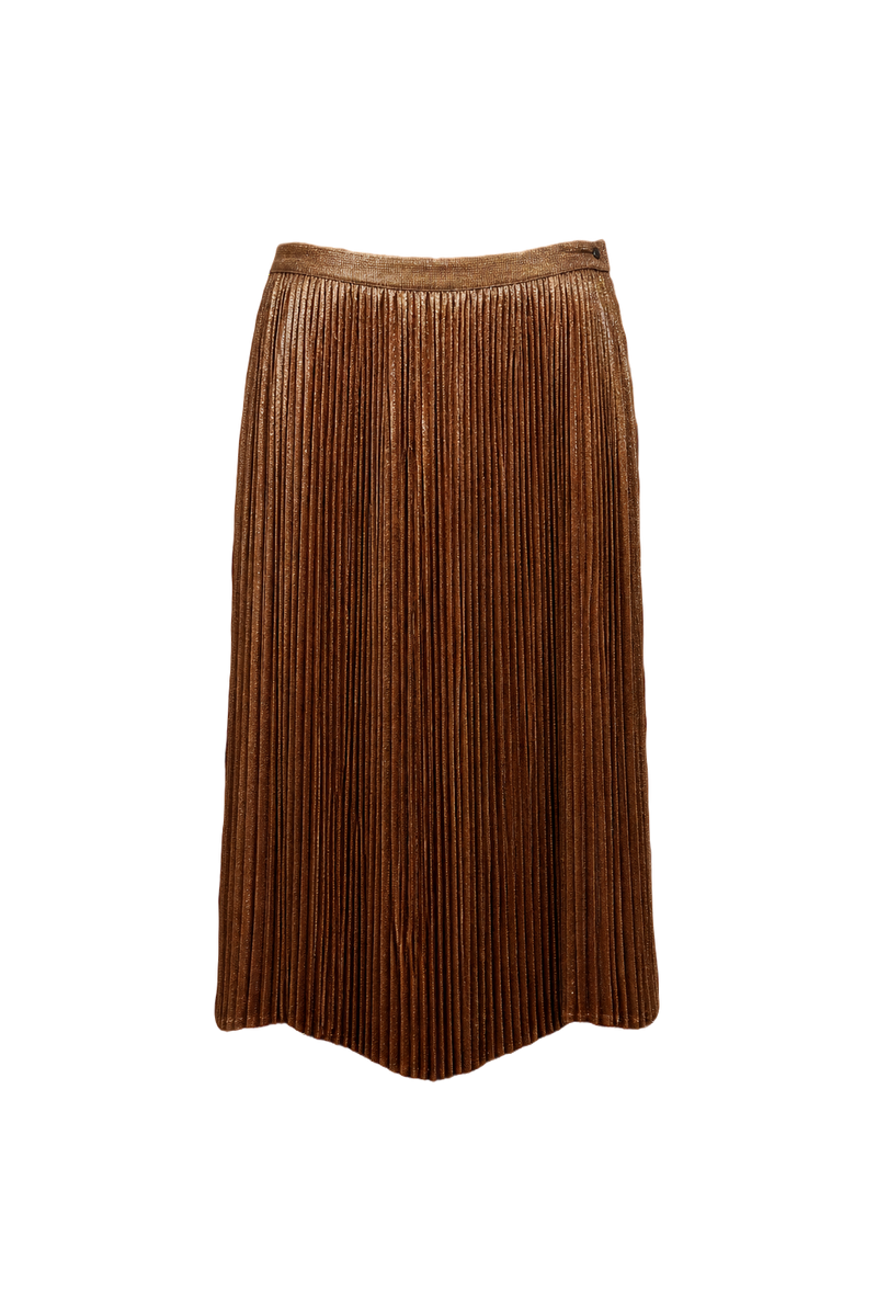 1970s Bronze Synthetic Blend Skirt - Front View