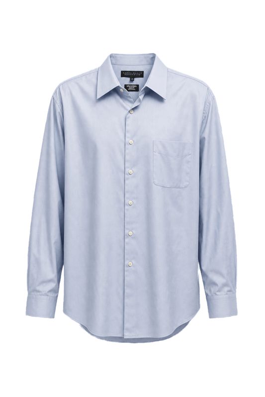 1990s Light Blue Cotton Button-Down Shirt - Front View
