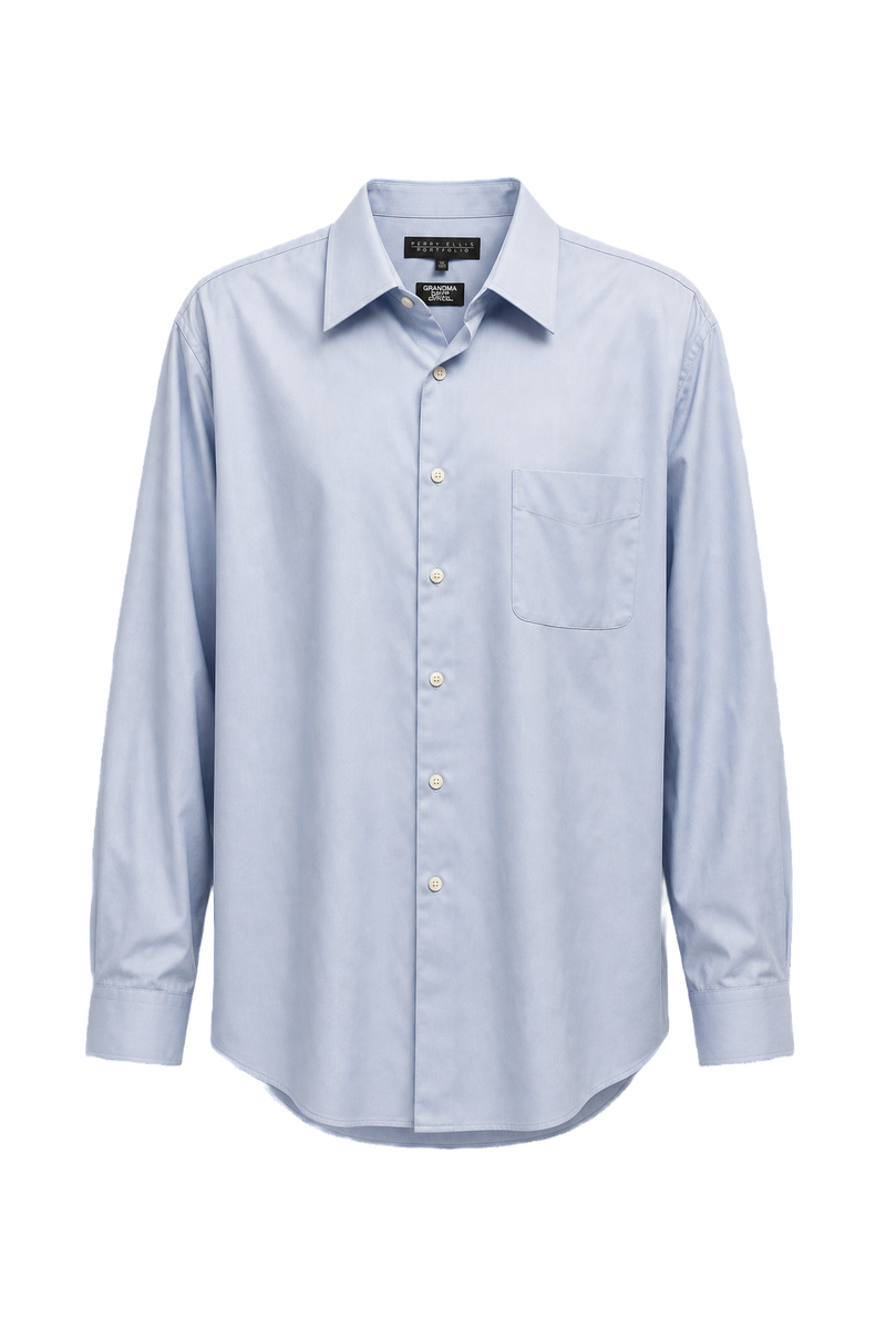 1990s Light Blue Cotton Button-Down Shirt - Front View