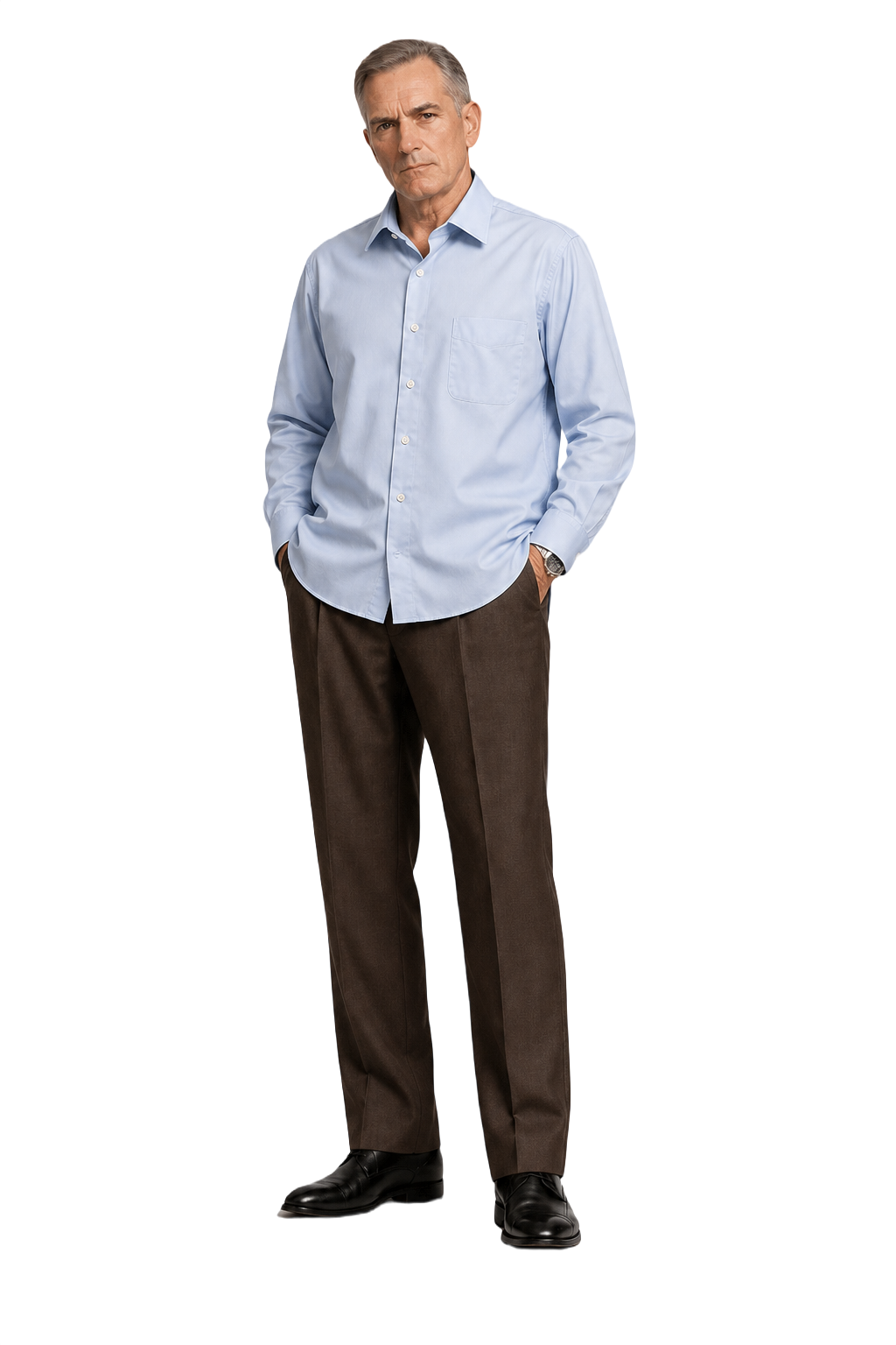 1990s Light Blue Cotton Button-Down Shirt - Model
