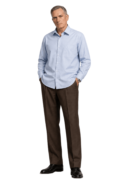 1990s Light Blue Cotton Button-Down Shirt - Model