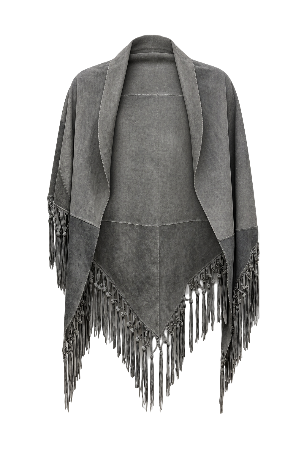 1970s Gray Suede Cape - Front View