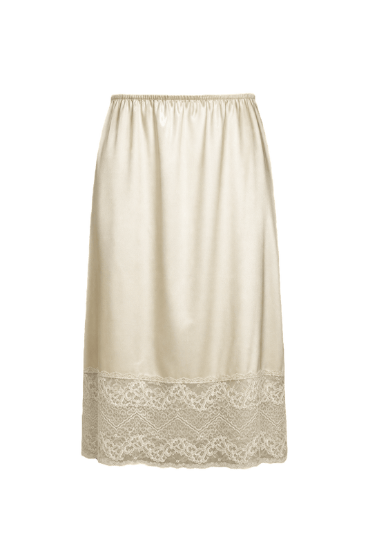 1960s Cream Nylon Skirt - Front View