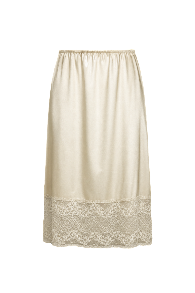 1960s Cream Nylon Skirt - Front View