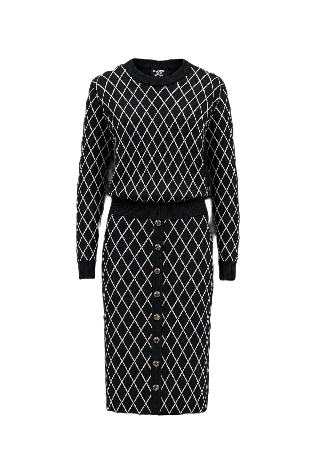 1980s Black Wool Blend Sweater Set - Front View