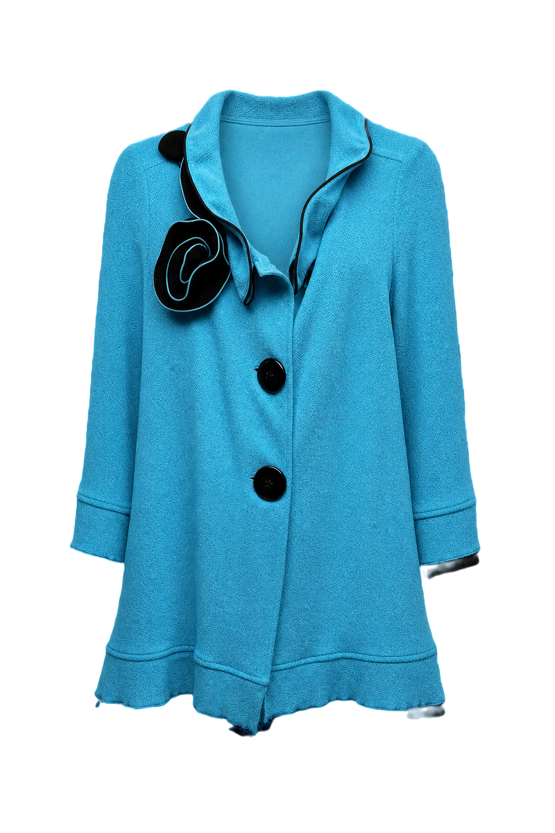 1980s Light Blue Wool Blend Jacket - Front View
