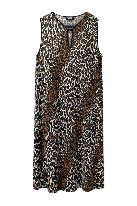 1990s Brown Polyester Shift Dress - Front View