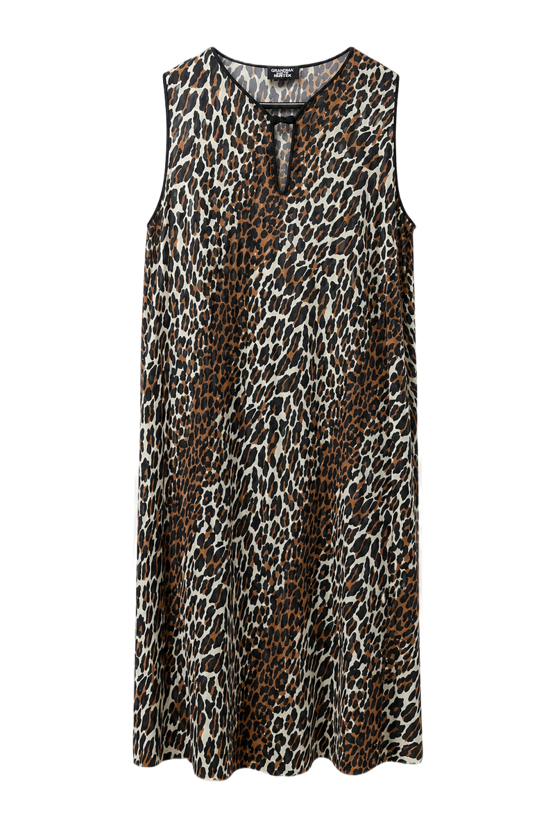 1990s Brown Polyester Shift Dress - Front View