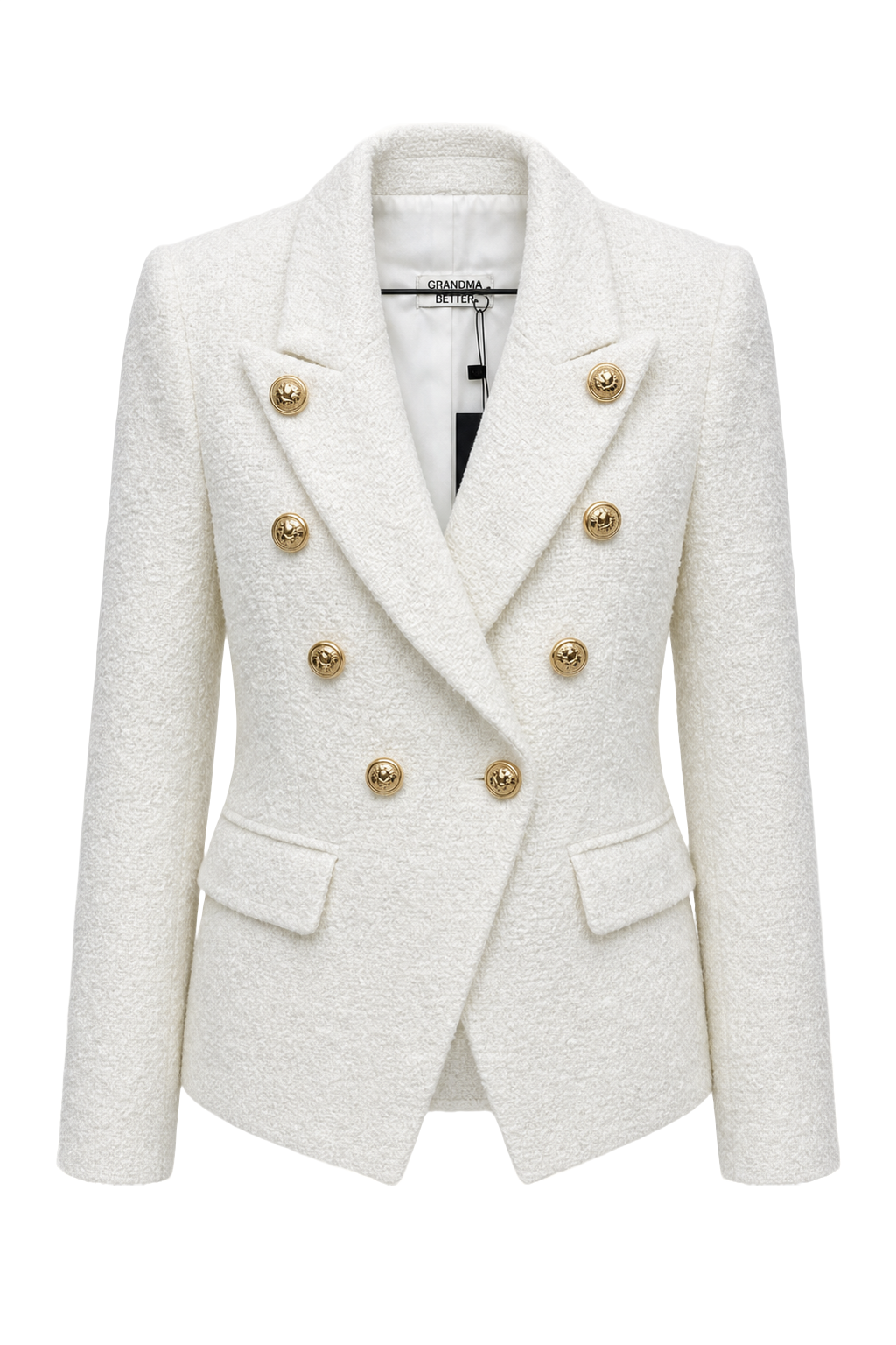 1970s Ivory Synthetic Blend Blazer - Front View