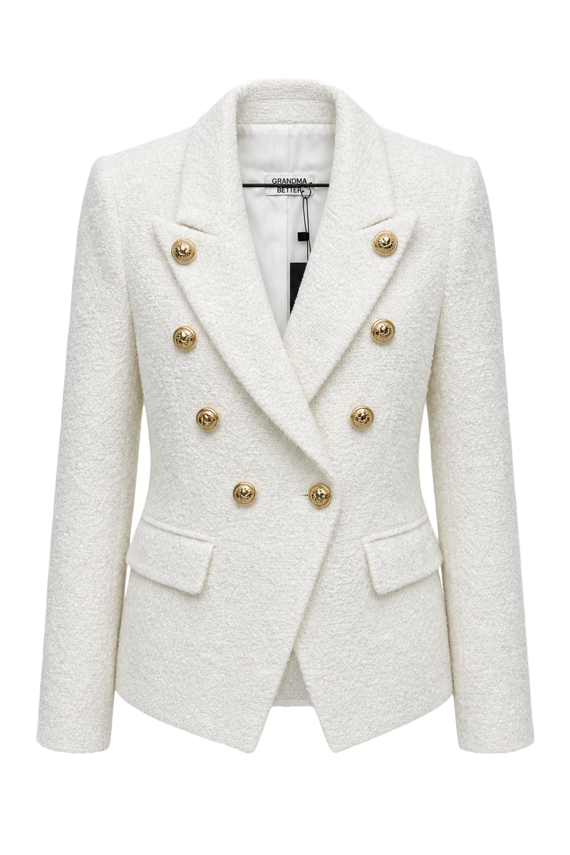 1970s Ivory Synthetic Blend Blazer - Front View
