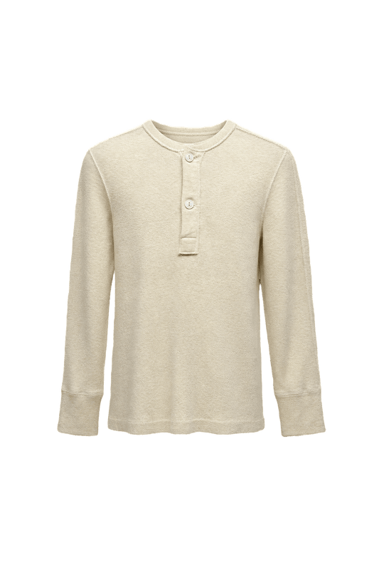 1940s Cream White Cotton Blend Long Sleeve Shirt - Front View
