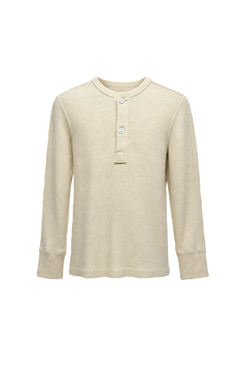 1940s Cream White Cotton Blend Long Sleeve Shirt - Front View