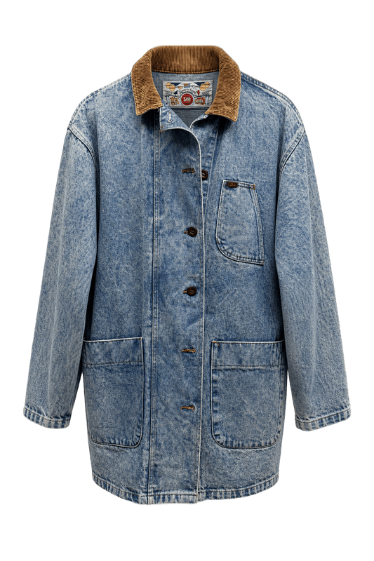 1970s Light Blue Denim Coat - Front View