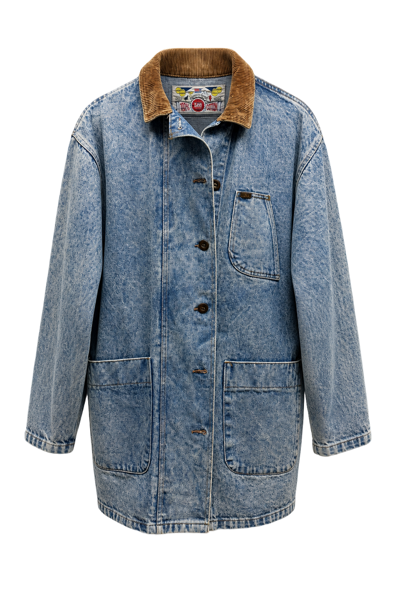 1970s Light Blue Denim Coat - Front View