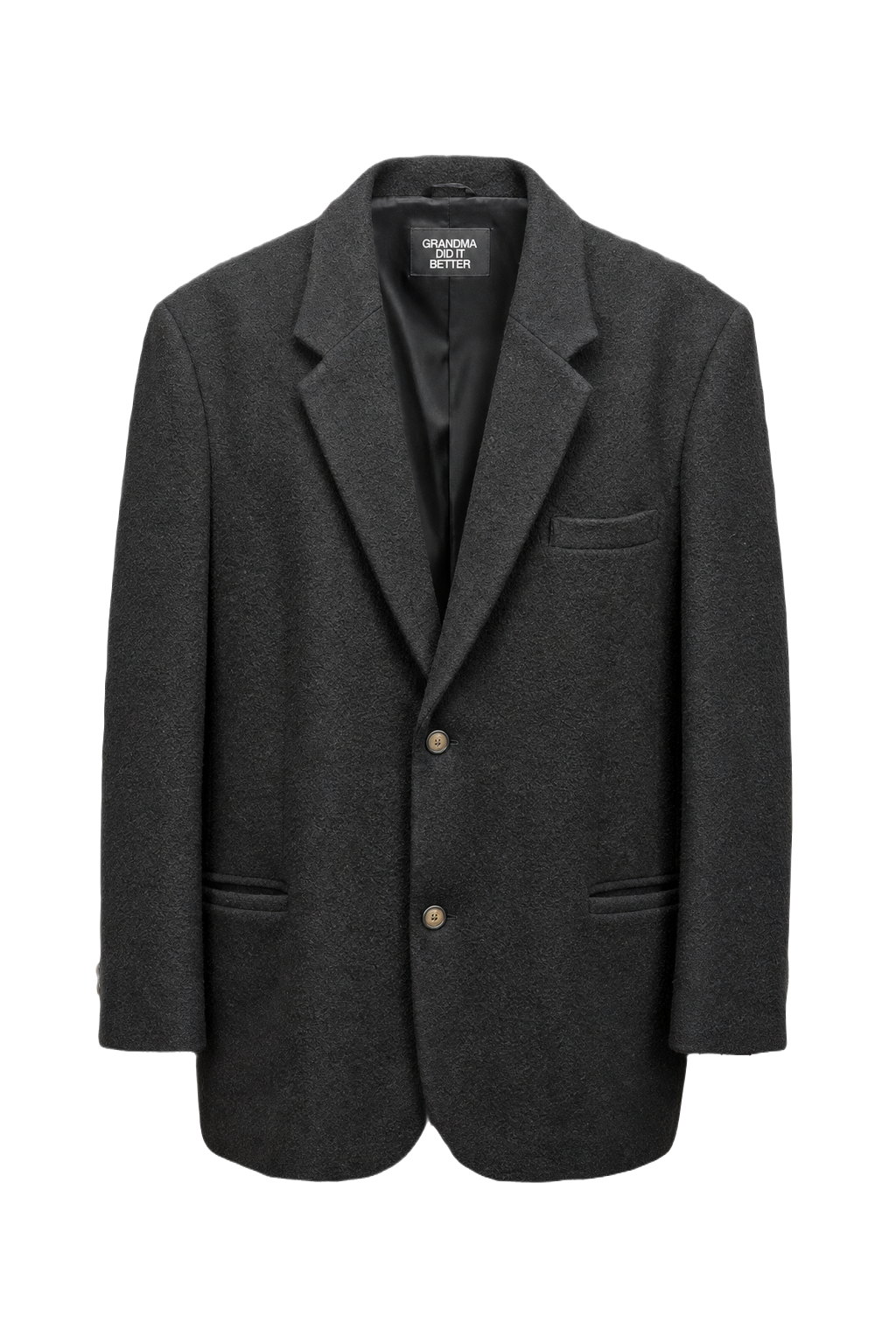 1990s Black Wool Blend Blazer - Front View