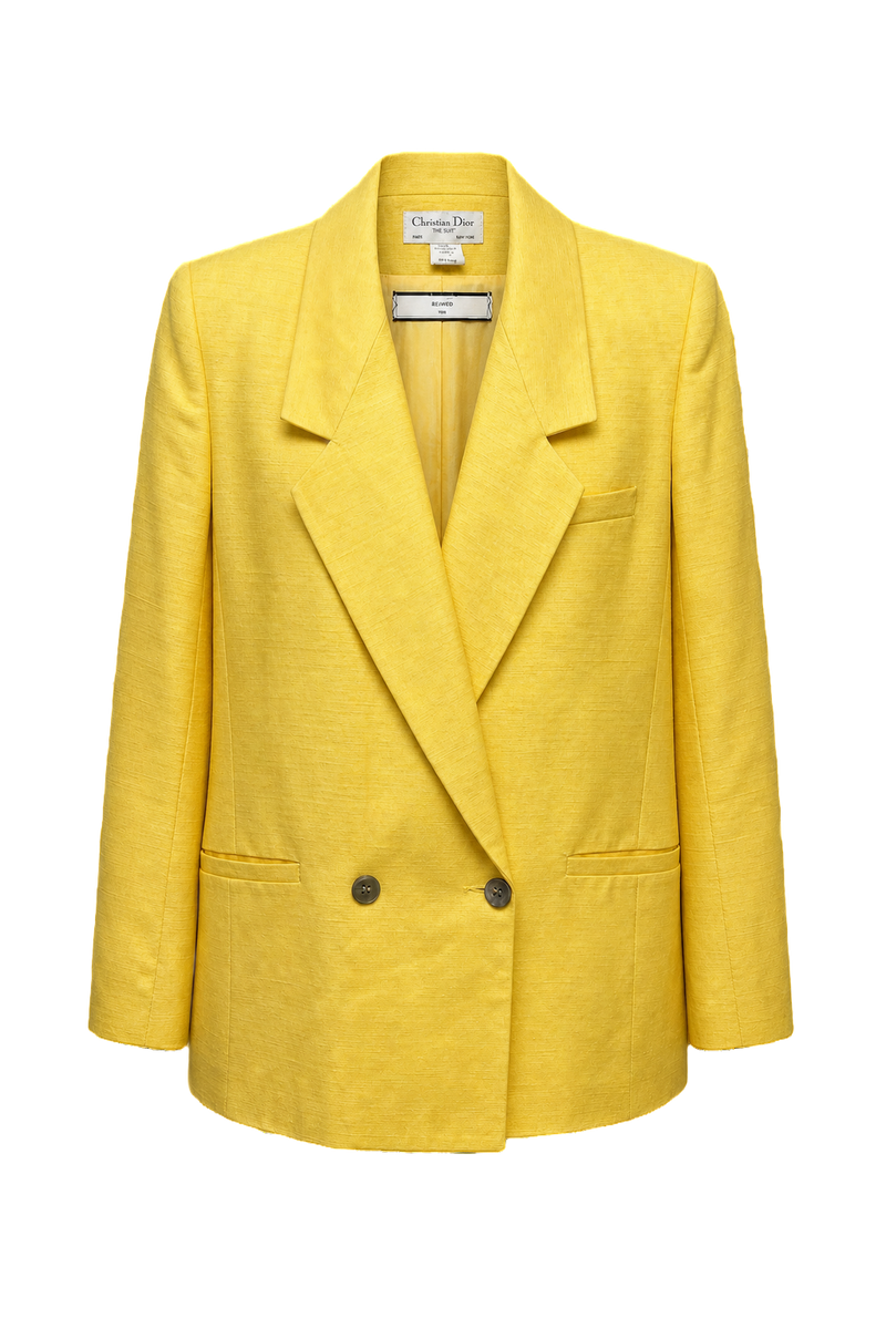 1970s Yellow Synthetic Blend Blazer - Front View