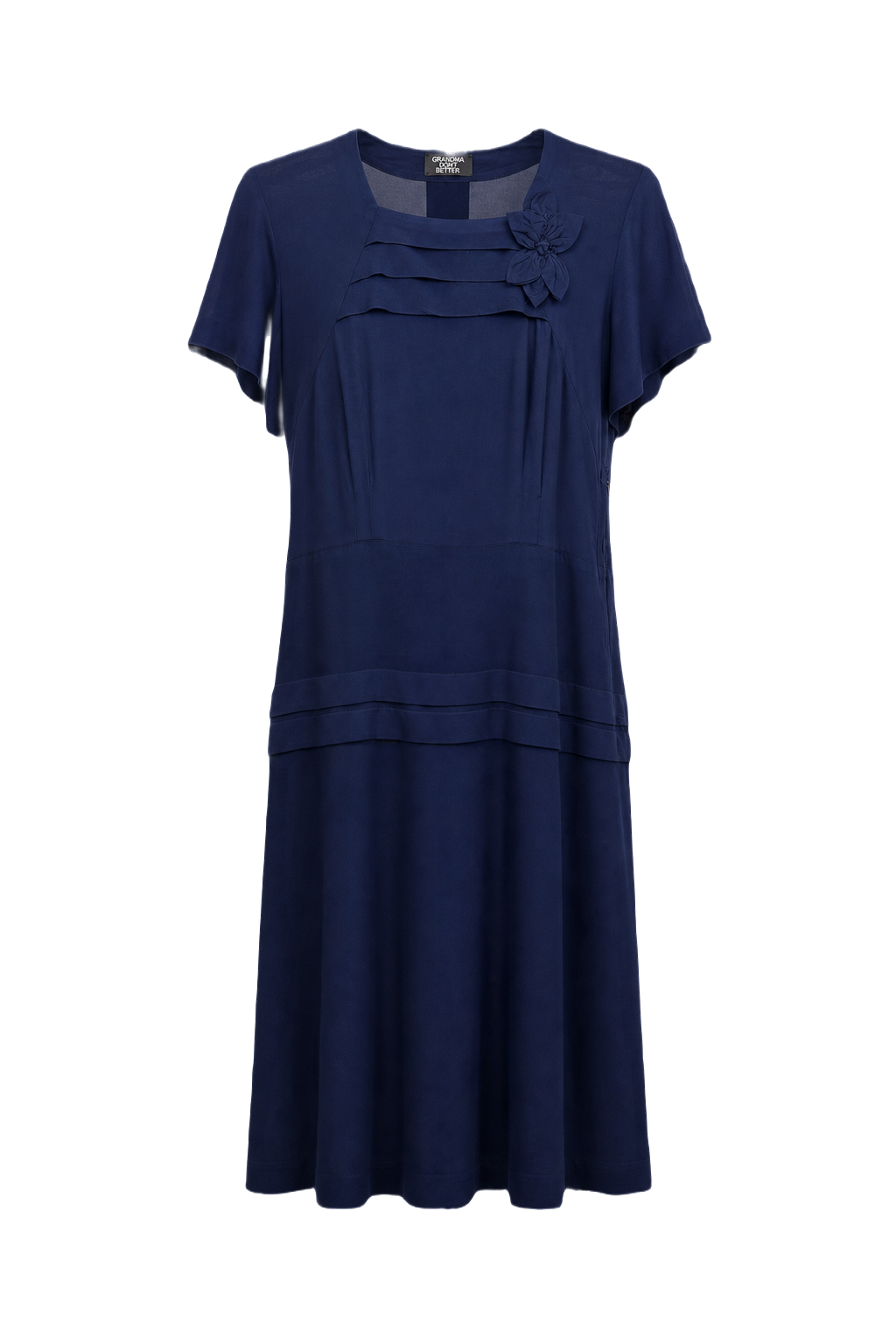 1920s Navy Blue Silk Dress - Front View