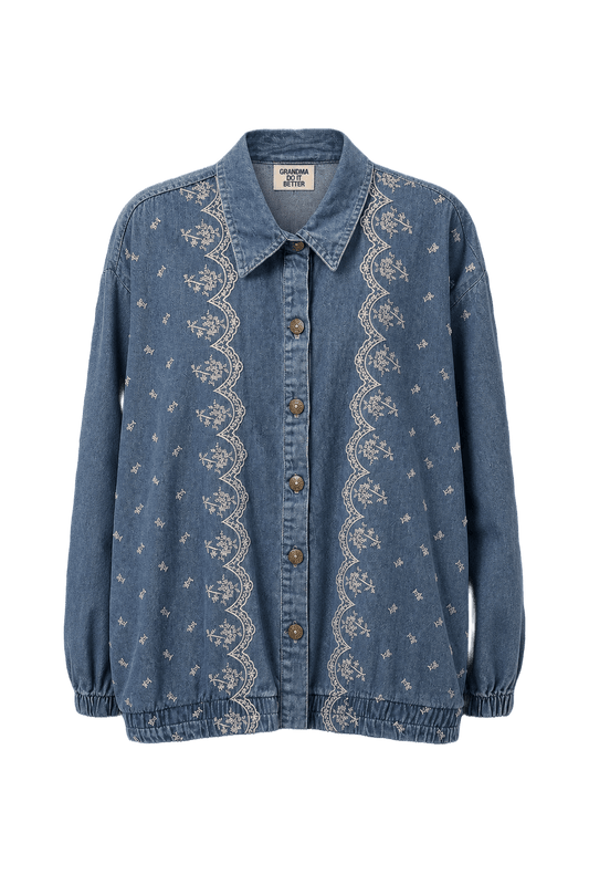 1970s Blue Cotton Jacket - Front View