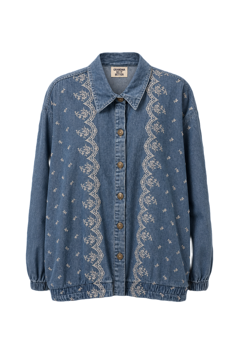 1970s Blue Cotton Jacket - Front View