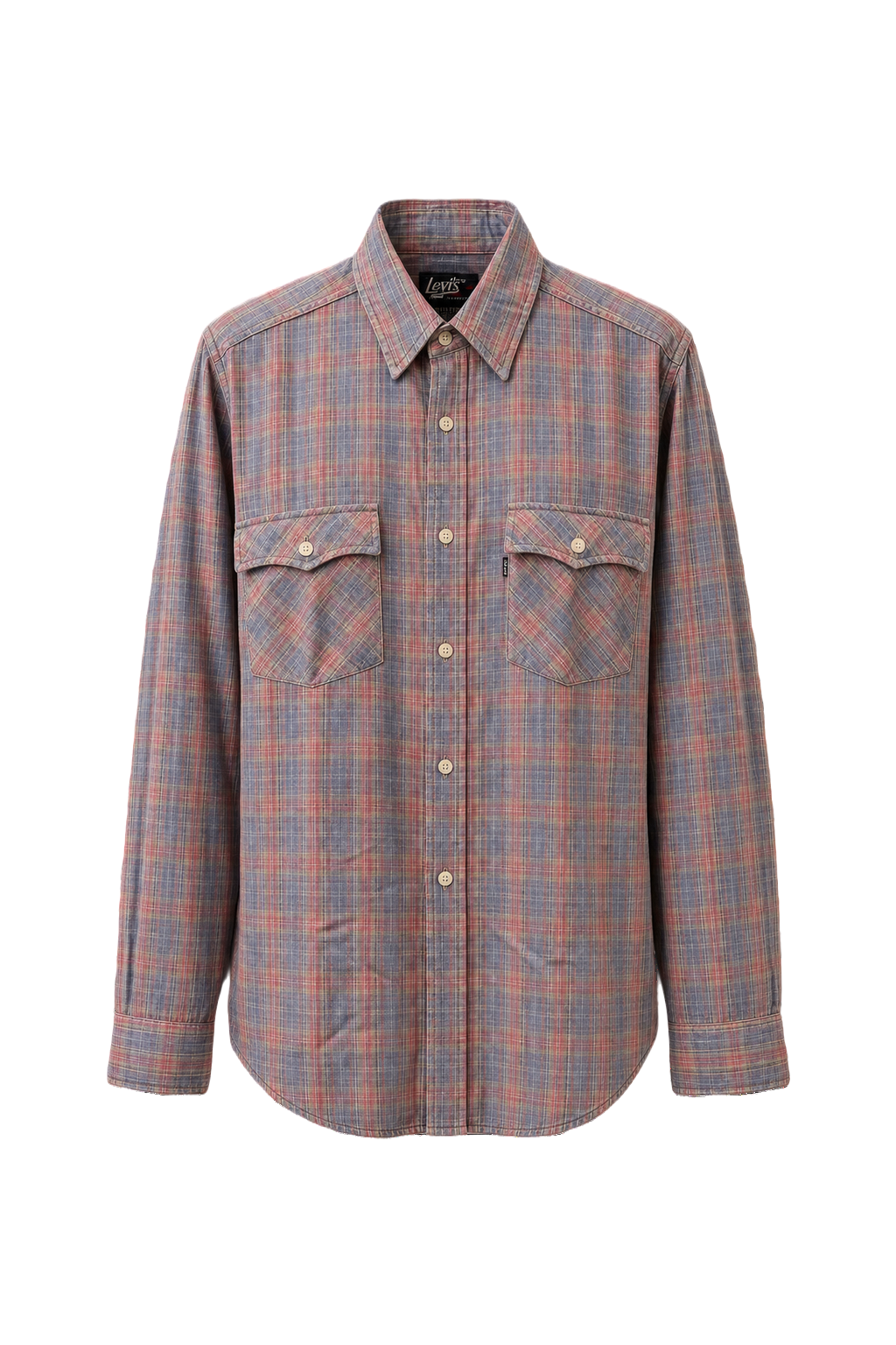 1980s Pastel Blue Cotton Shirt - Front View