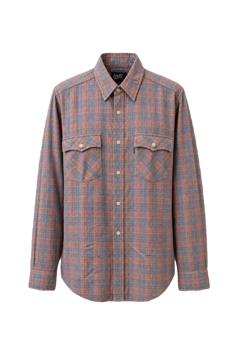 1980s Pastel Blue Cotton Shirt - Front View
