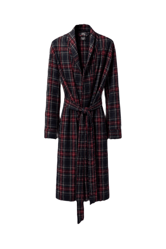 1980s Navy Blue Cotton Robe - Front View