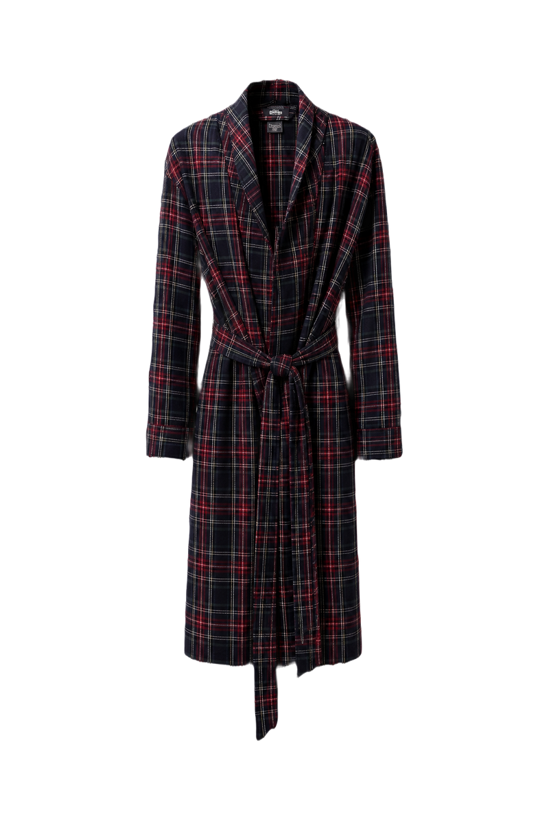 1980s Navy Blue Cotton Robe - Front View